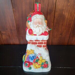 Santa Going Down Chimney Cookie Jar Ceramic Seasonal Kitchen Decor Original Pkg.